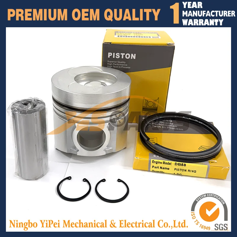 1PC Piston and ring for Doosan Daewoo DB58 DB58T DB58TIS Engine Solar 225LC 130 DH220-5 Excavator
