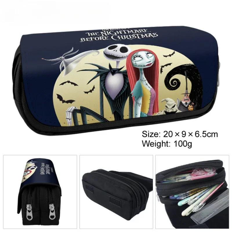 Nightmare Before Christmas Pencil Bag Anime Cartoon Jack Skellington Wallet Cosplay Pencil Box Halloween Coin Purse Kids Gift