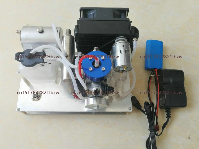 Micro Engine Generator Mini Water-cooled Engine 2 Punch Mini Engine Modified Water-cooled Cooling Fan