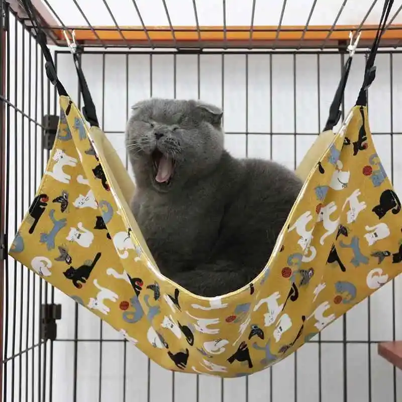 

Дышащая холщовая кровать-качели для кошек, двусторонняя, удобная переноска для домашних животных, зимний сезон