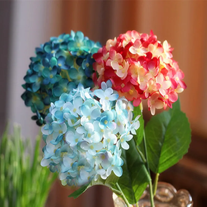 

10 Pcs Artificial Silk Flower Fabric Simulation Hydrangea Bouquet For Wedding Decorations Home Ornament 9 Colors