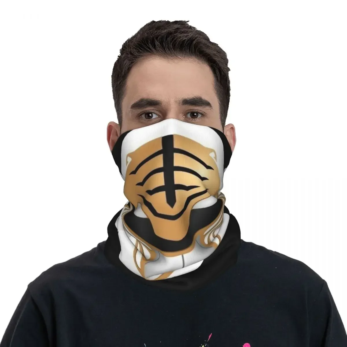 Mighty Morphin Power Ranger - White Bandana Neck Gaiter Printed Mask Scarf Warm Headband Riding For Men Women Adult Washable