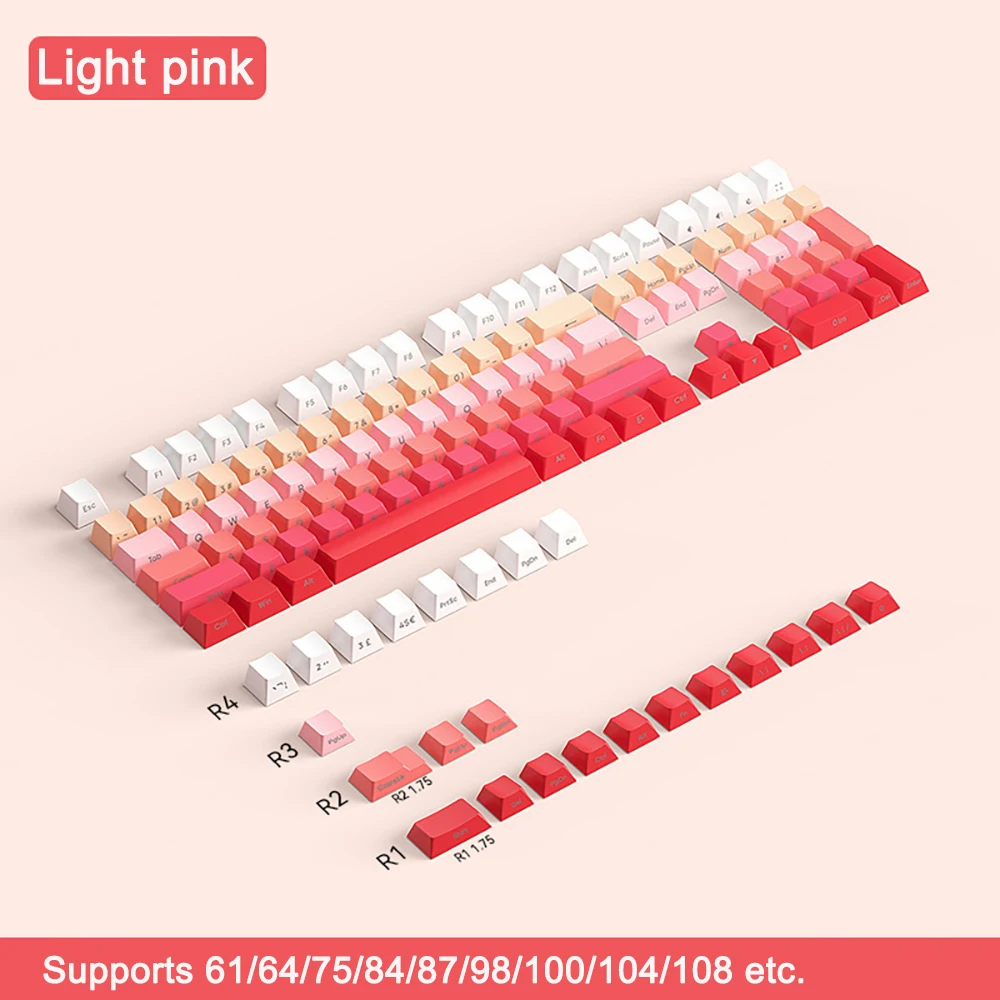 135 Keys Keycaps Gradient PBT Double Shot Keycap Side Print Shine Through Backlit Keycaps For Cherry Gamer Mechanical Keyboard