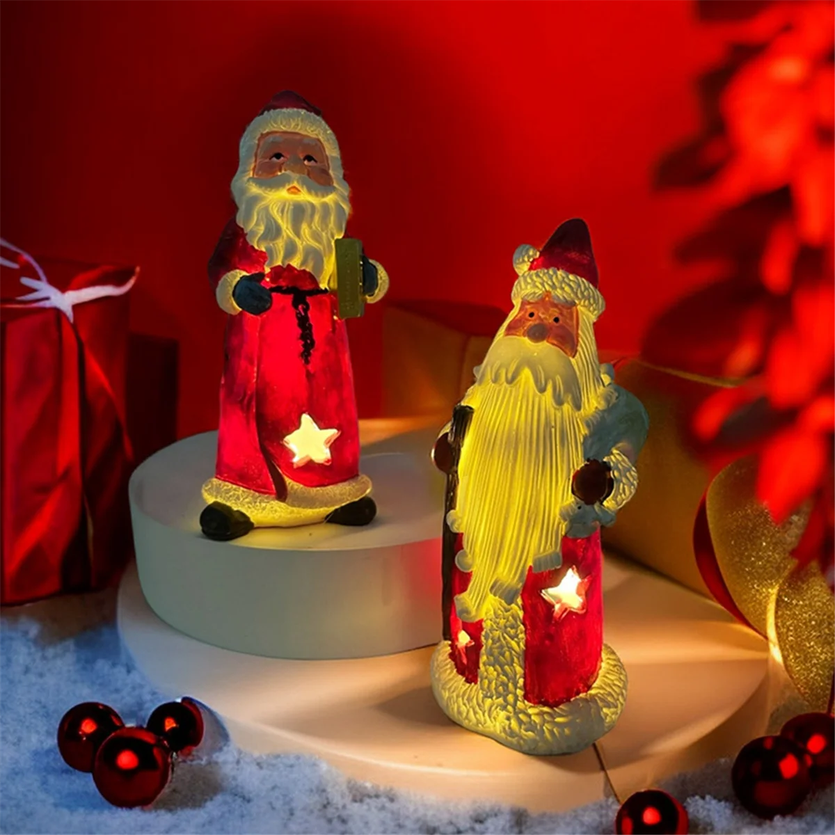 New Little Night Light Santa Claus Decoration Resin Crafts Creative Home Desktop Decoration Gift C