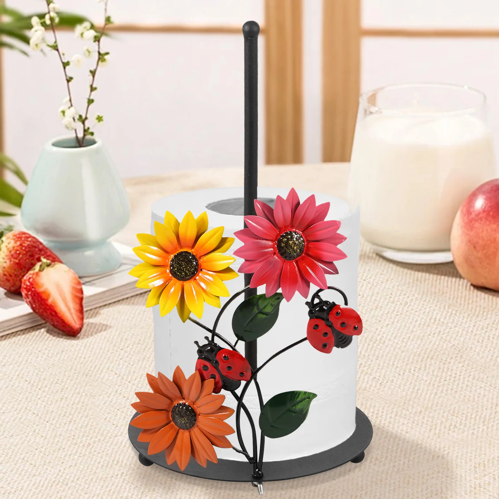 عباد الشمس الحديد لفة حامل المناشف الورقية الحمام الأنسجة العمودي حامل المطابخ المرحاض تخزين كونترتوب الملحقات