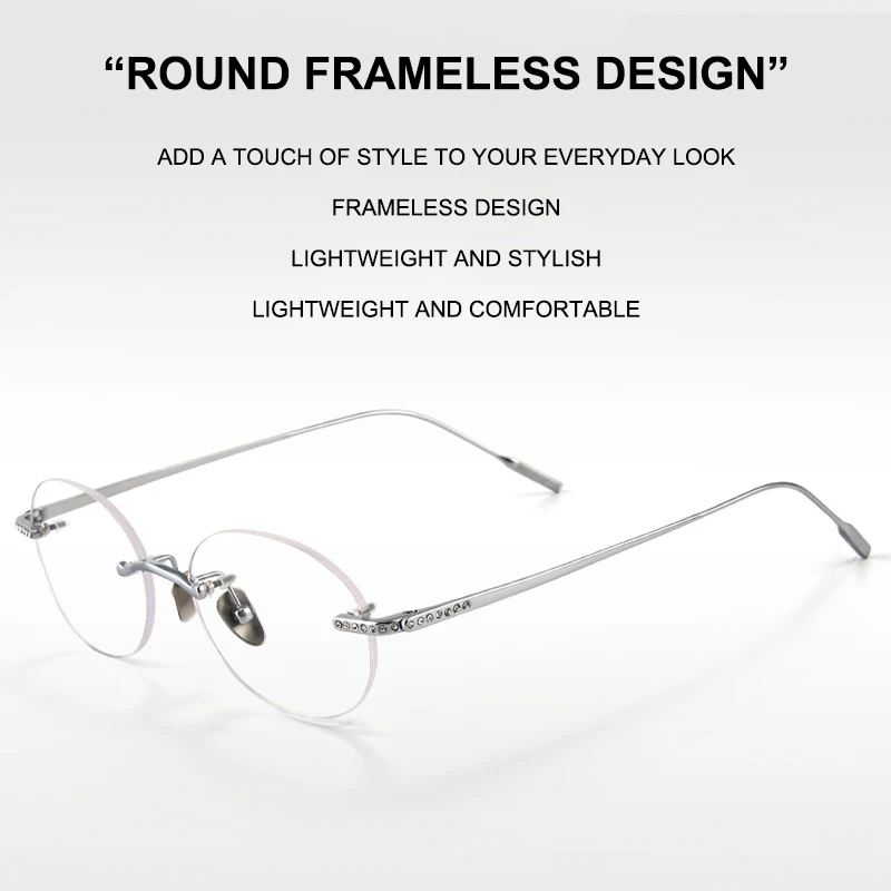 

Titanium Rimless Oval Women's Glasses Frames Stylish Affordable Luxury Eyewear Elegant Minimalist Eyeglasses for a Natural Look