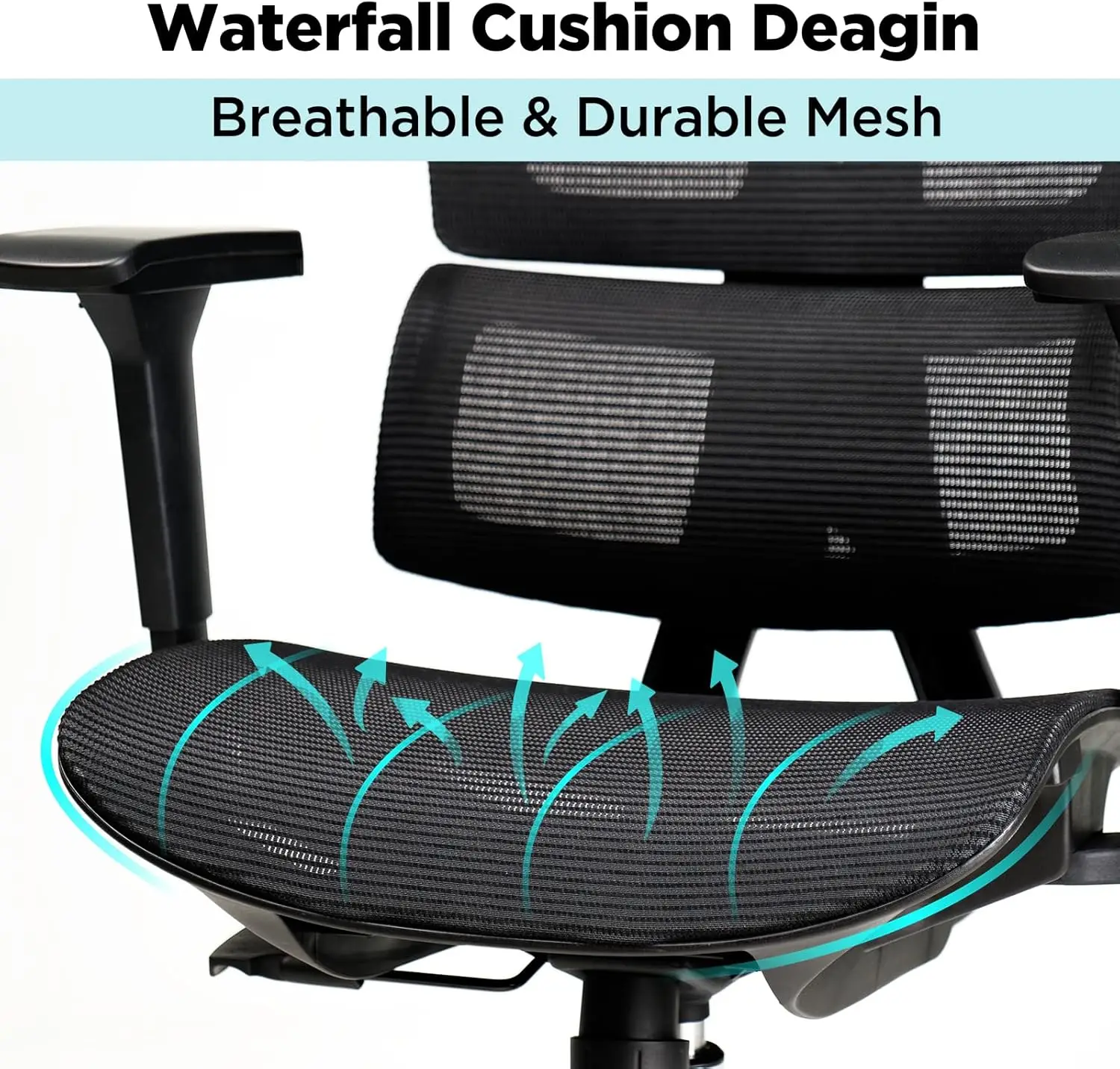 Ergonomic Mesh Office Chair, Office Chair with Advanced Adjustable 4D Headrest & Armrest, Lumbar Support for Long Hours,