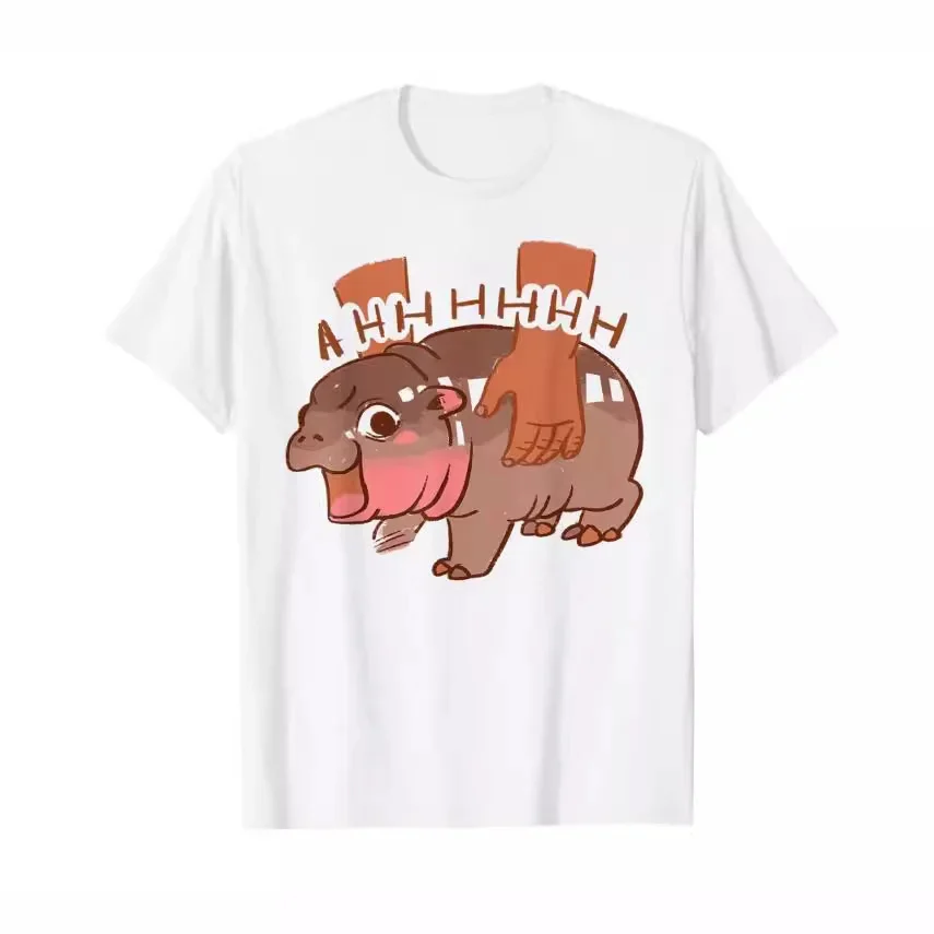 Moo Deng Bouncy Pig In Thailand Baby Funny Meme T-Shirt Men Women O-Neck Kawaii Halloween T-shirts Retro Christmas T Shirt