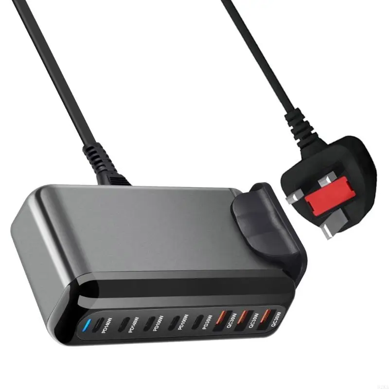 62KA 600W 8 Port Gans arggers Station Fast Station 5 USB C 3 USB A PD ACHRGERS ADAPTER