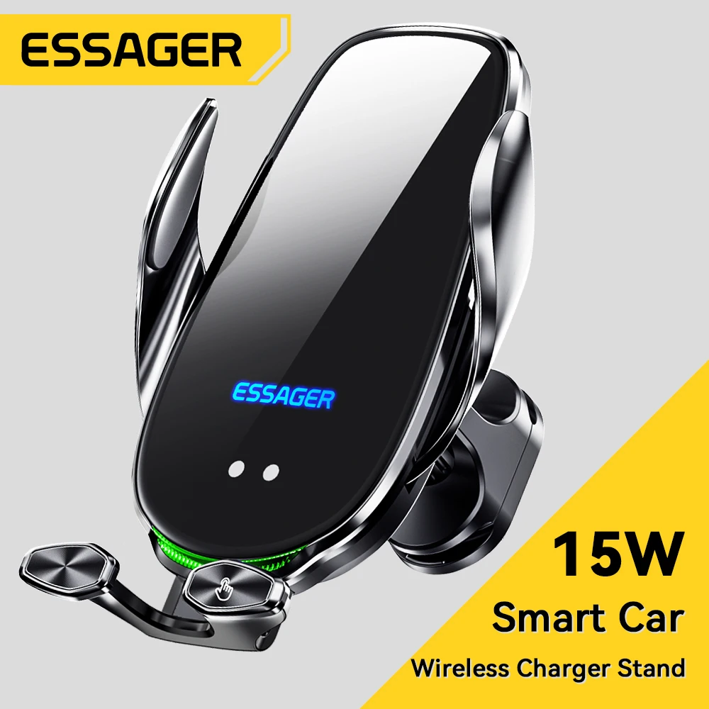 Essager 15W Car Wireless Charger Air Vent Mount For iPhone 14 13 12 Smart Wireless Charger Stand For Xiaomi Huawei Fast Charging