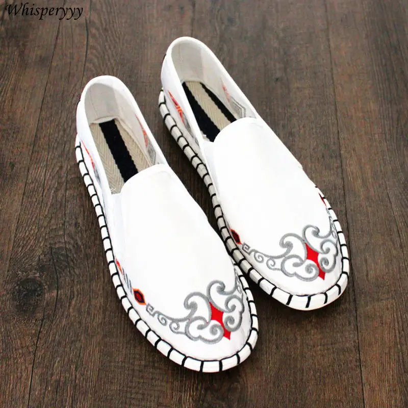 

Summer New Embroidery Old Beijing Cloth Shoes Men's Chinese Style Casual Shoes Male Breathable Social Work Shoes