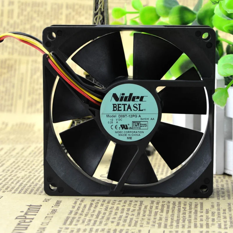 M  New NIDEC D09T-12PG A 12V 0.25A 3-wire cooling fan#QW