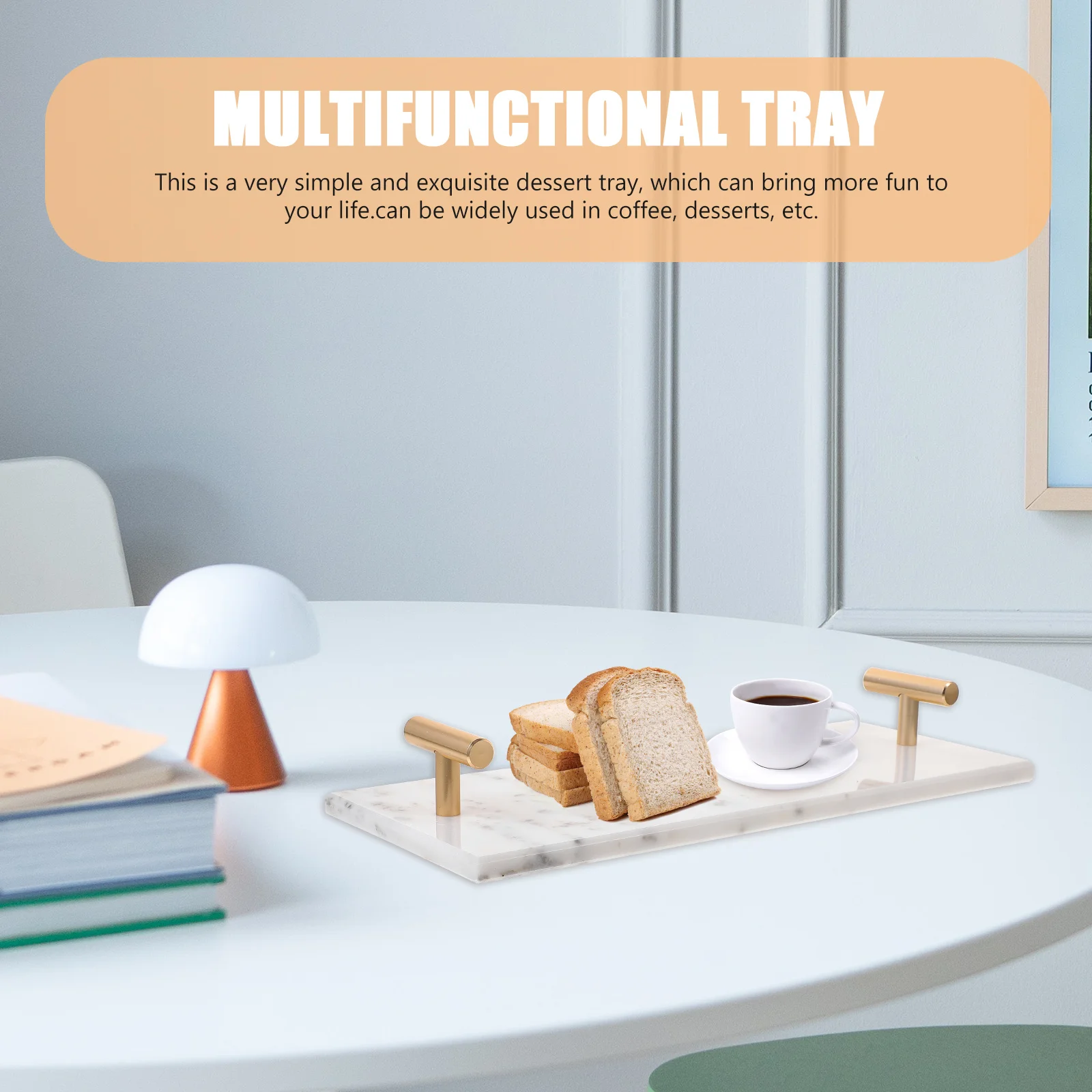 

1Pcs Marble Dessert Tray Simple Elegant Practical Cake Display Storage Multifunctional Home Hotel Serving Tray