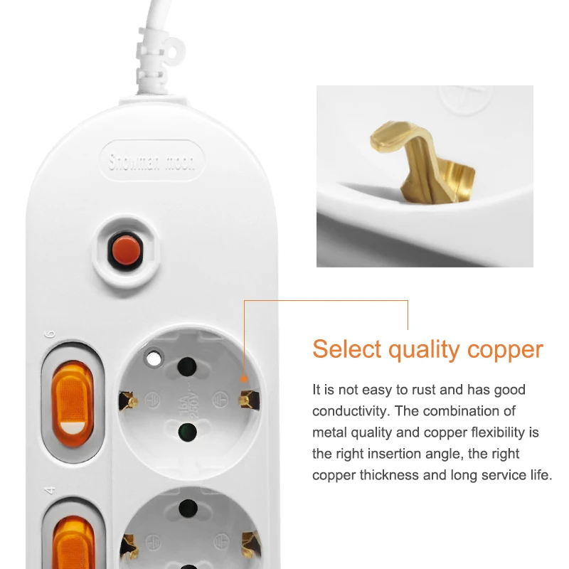 EU Power Strip EU Schuko type Sockets 1.5/2m Cable Multiple Electric Extension Socket With 2 USB Port Fast Charging