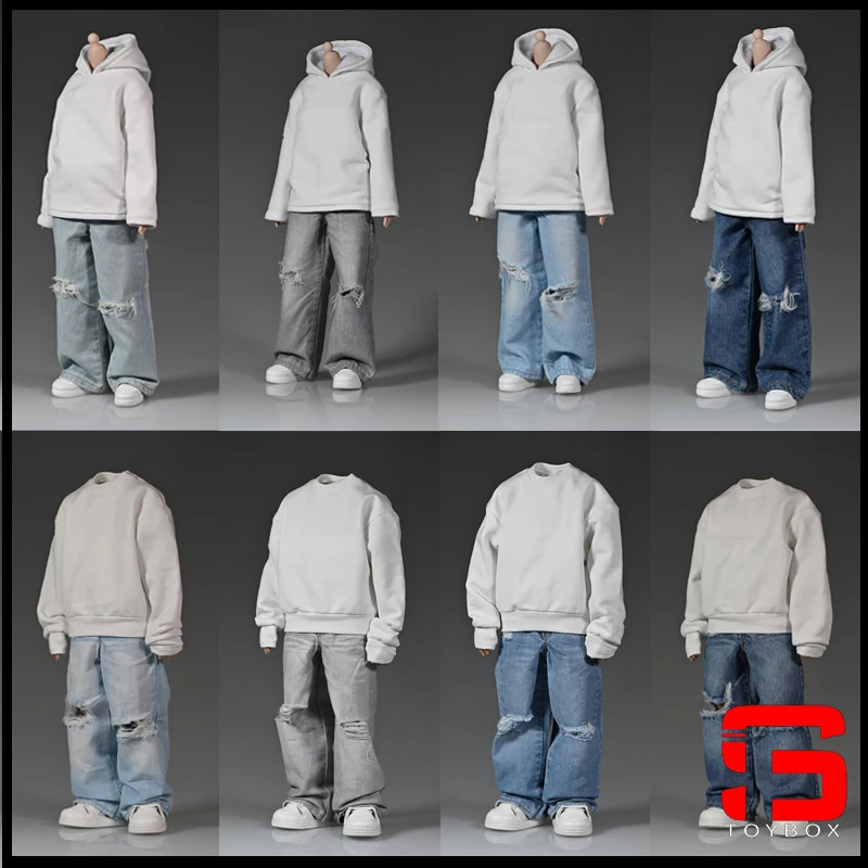 

1/6 Scale Hole Jeans Fashion Loose Denim Pants Clothes Model Fit 12'' Male Female Soldier Action Figure Body Dolls