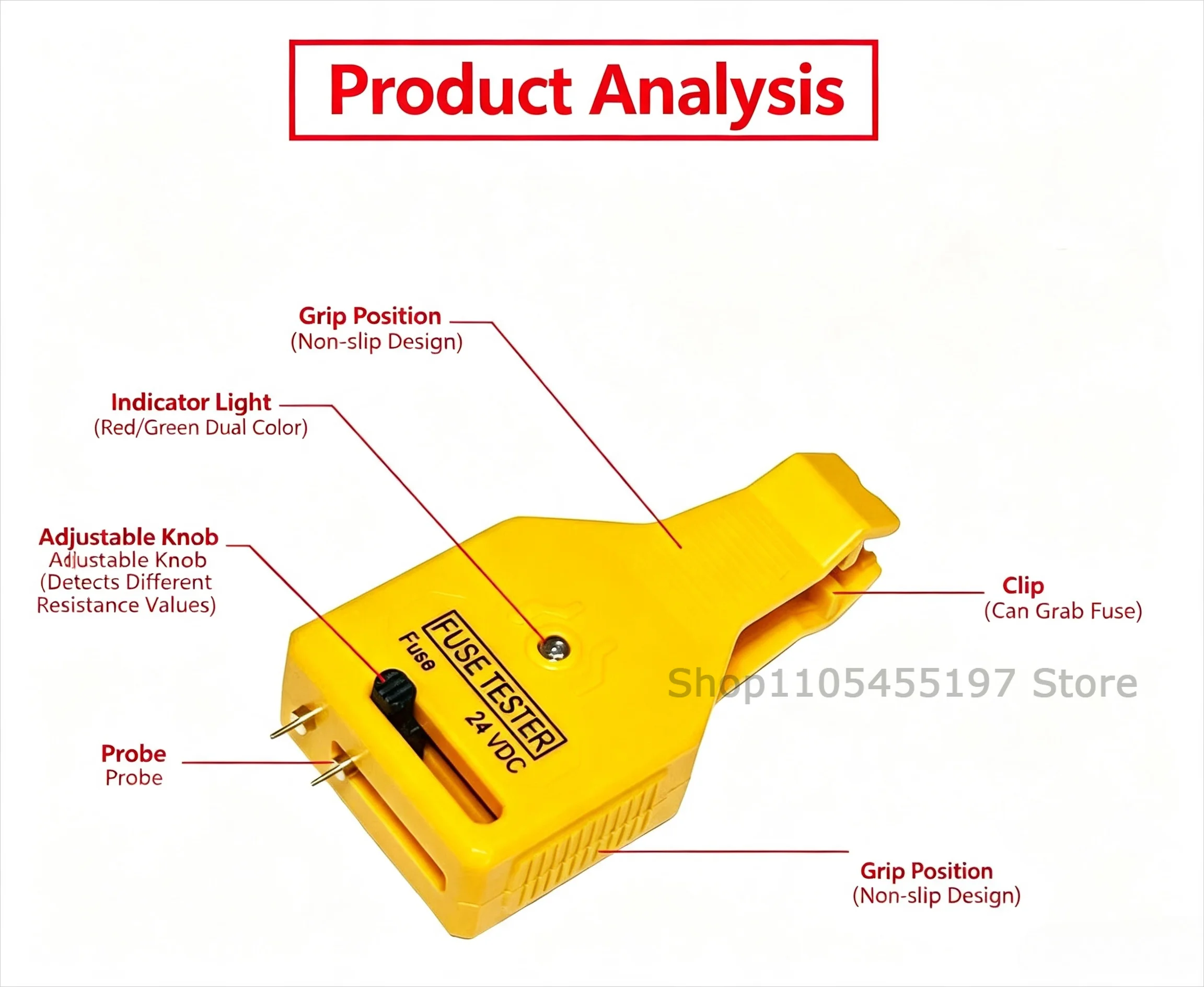 DC 24V Automotive Blade Fuses Tester and Puller Check for Circuit Breakers for Car ATR ATO/ATC ATM Reset Fuse Removal Tool