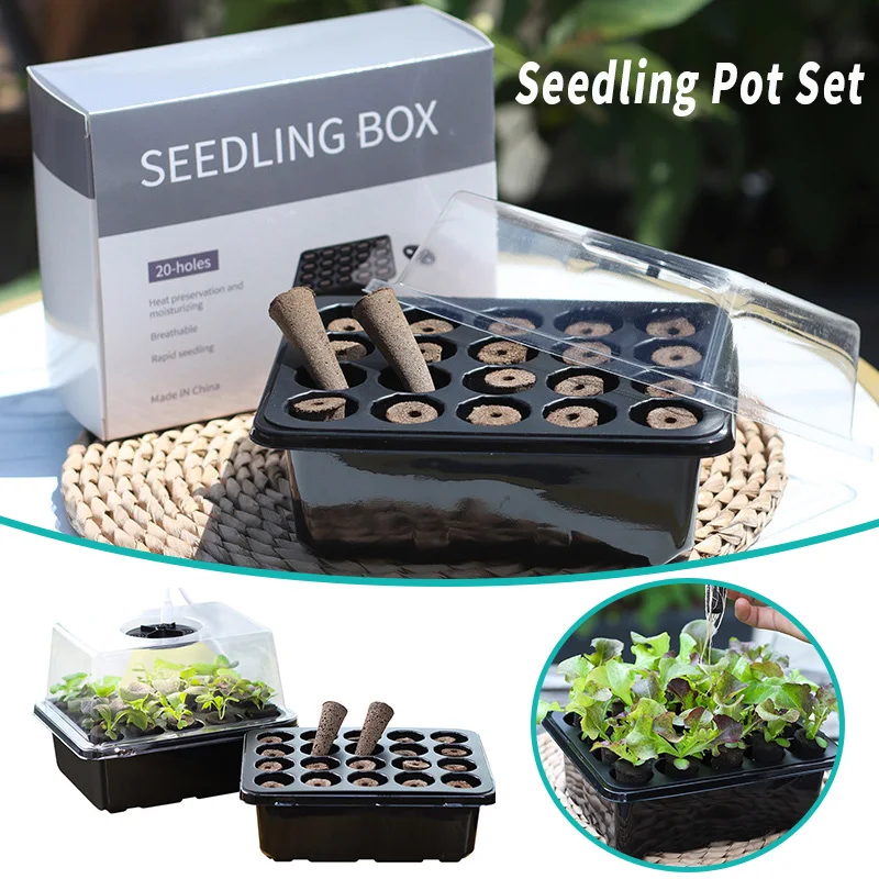 

Seedling Pot Set 20 Hole Fruit and VegetableSeedling Box+Intelligent Fill Light Seedling Tray New Gardening Planting Supplies