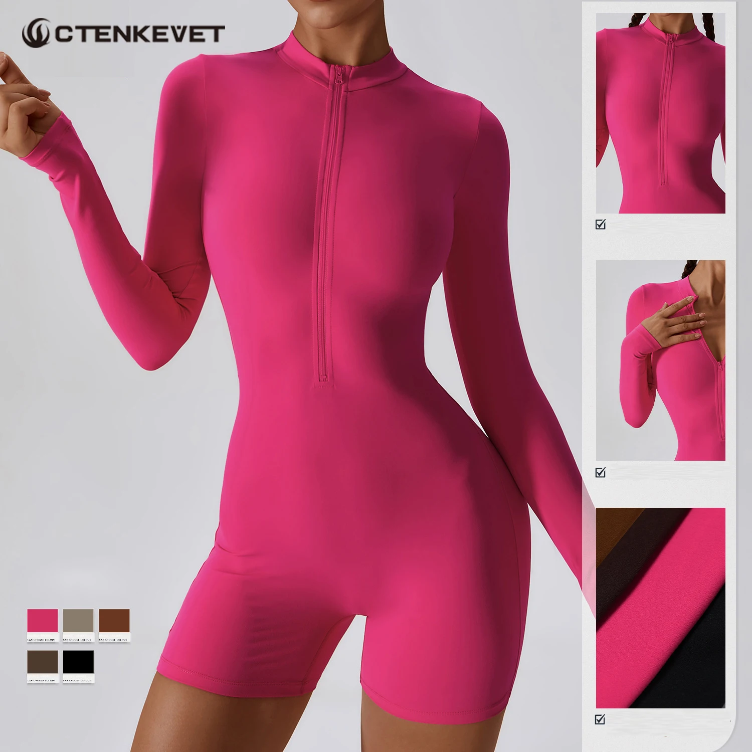 

Zipper One-piece Sportswear Women Fitness Jumpsuit Female Yoga Suit Quick-Drying Yoga Clothing Gym Suit Women Sports Rompers