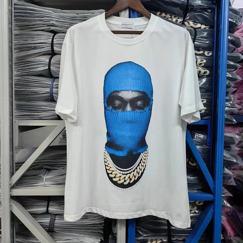 Blue Masked Man Printing IH NOM UH NIT Top Tees Men Woman High Quality Chaopai Fashion Street Oversized T Shirt