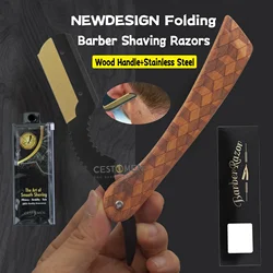 NEW Type Barber Folding Shaving Razor For Men Stainless Steel Beard Shaver Tools Acrylic Hair Removal Manual Razors Knife Holder