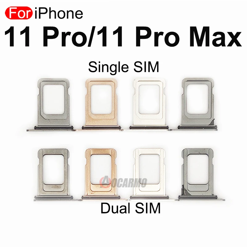 1Pcs/Lot For Apple iPhone 11 Pro / 11Pro Max 11PM SIM Card Tray Drawer Holder Single Dual Slot Replacement Parts