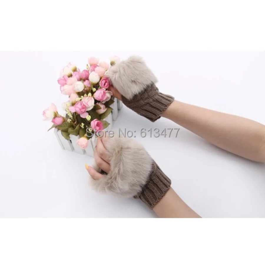 

Over 2pcs 30%off autumn Winter outdoor warm women lady knitted mitton Protective full / half finger gloves 1pair=2pcs GW47