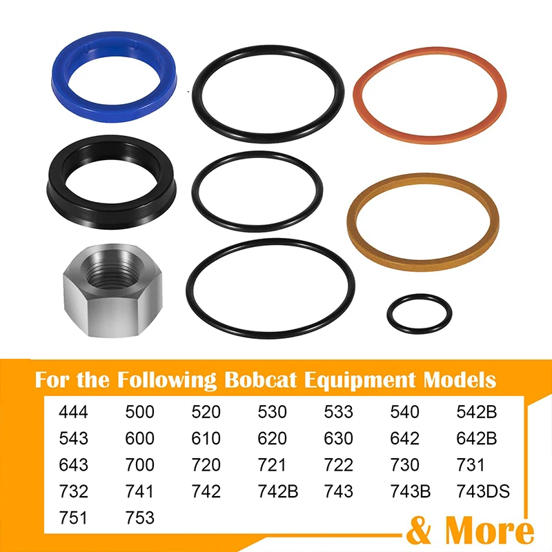 Hydraulic Lift Cylinder Seals Kit Fits for Bobcat 444, 500, 520, 530, 533, 540, 542B, 643, 731, 743 Etc