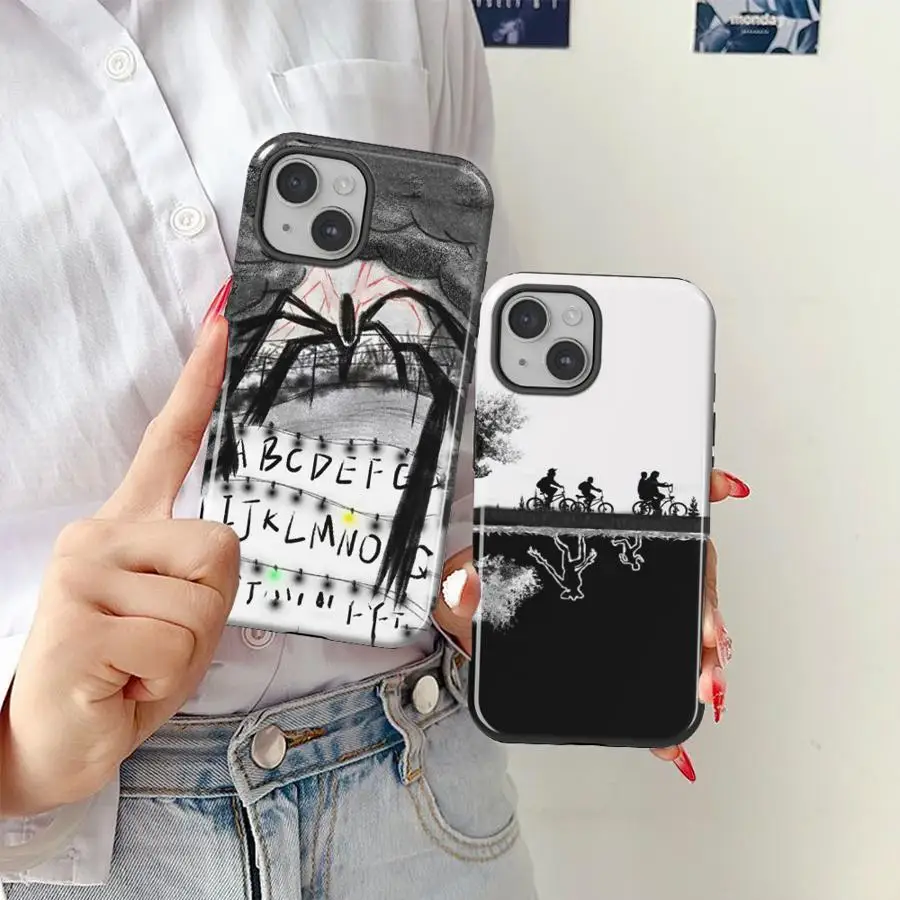 Handyhülle für Apple iPhone 17 Plus 14 15 16e 12 Air 11 Pro Max 16 XS XR 13 Weiche Schutzhülle mit Buchstaben A-Z im Stranger Things Design