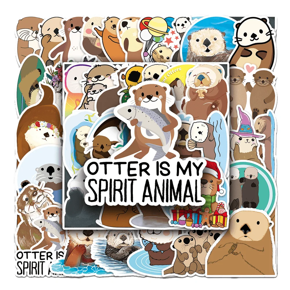 50pcs Bank Beaver Otter Stickers For Scrapbook Stationery Ipad Laptop Car DIY Kids Sticker Craft Supplies Scrapbooking Material