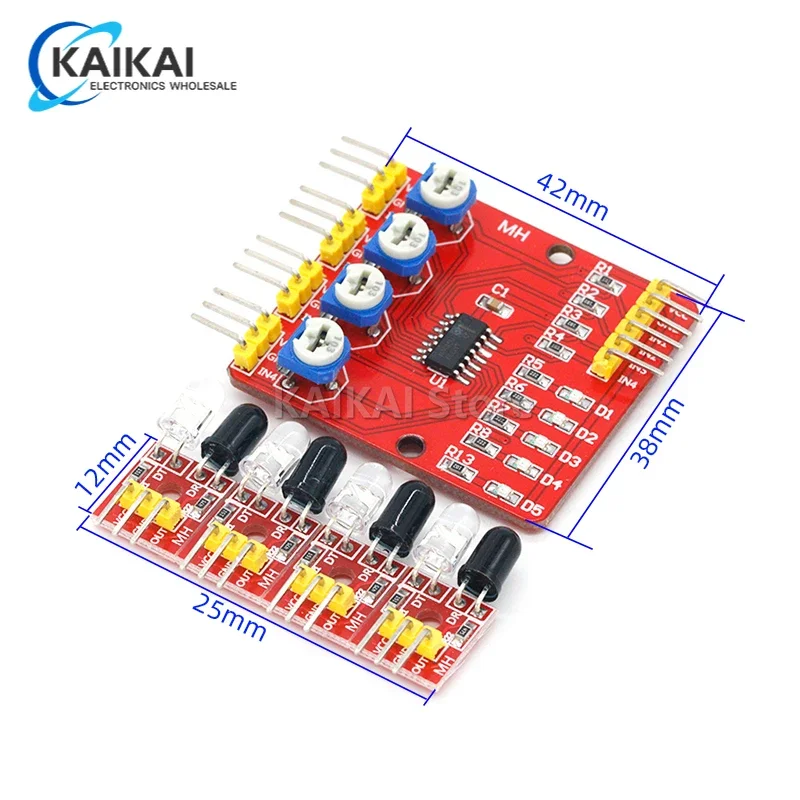 F233-01 Четырехстороннее инфракрасное отслеживание / 4-канальный модуль слежения / линия передачи / предотвращение препятствий / автомобиль / датчики роботов