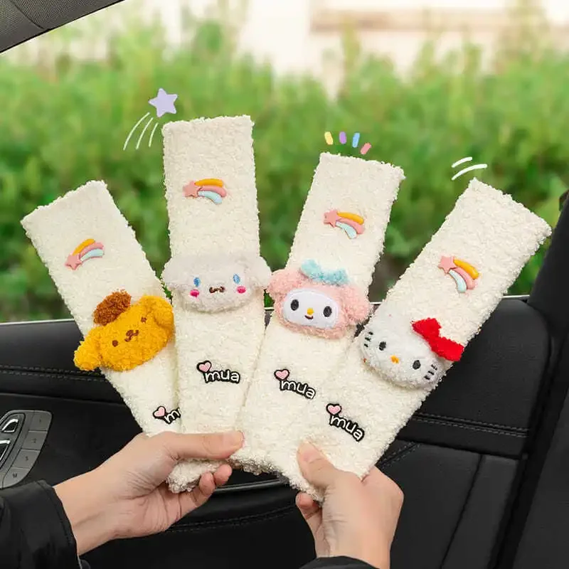 

Kawaii Anime Sanrio HelloKitty Car Seat Belts Shoulder Straps Mymelody Cinnamoroll Prevent Friction Plush Shoulder Straps Cute