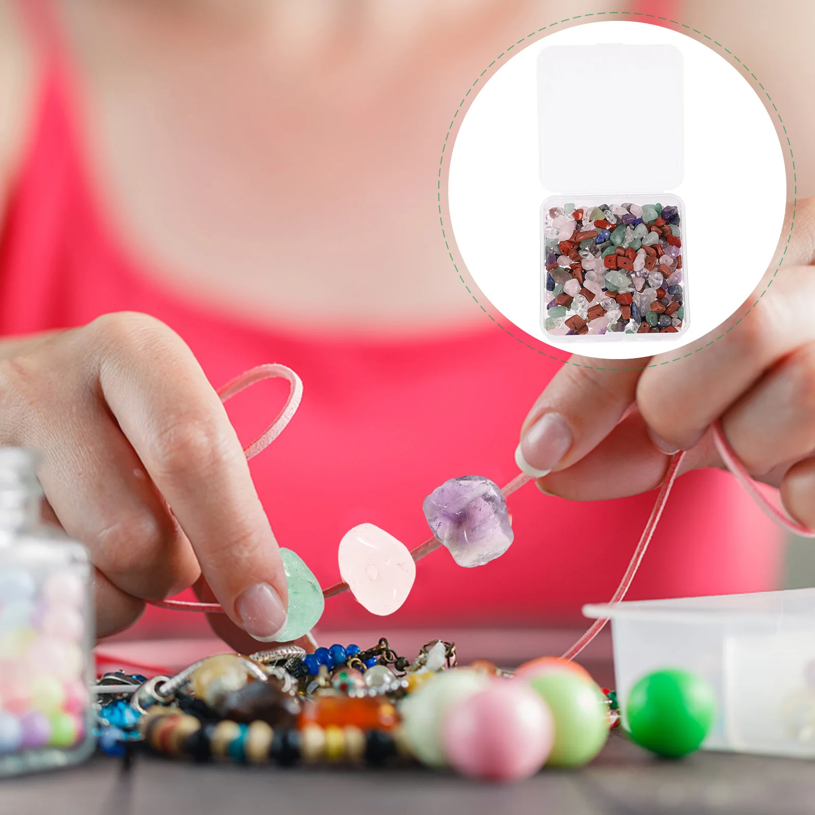 

Natural Multicolor Irregular Stone Beads Box Drilled Loose Beads for DIY Handmade Jewelry Craft Supplies DIY Loose Bead