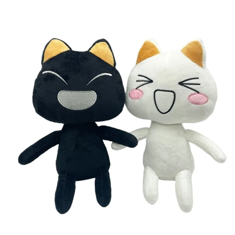 Lovely Toro Inoue Cat Plush Toy Couple Black White Cat Plushie Smiling Cartoon Animal Dolls Room Decoration Birthday Gift