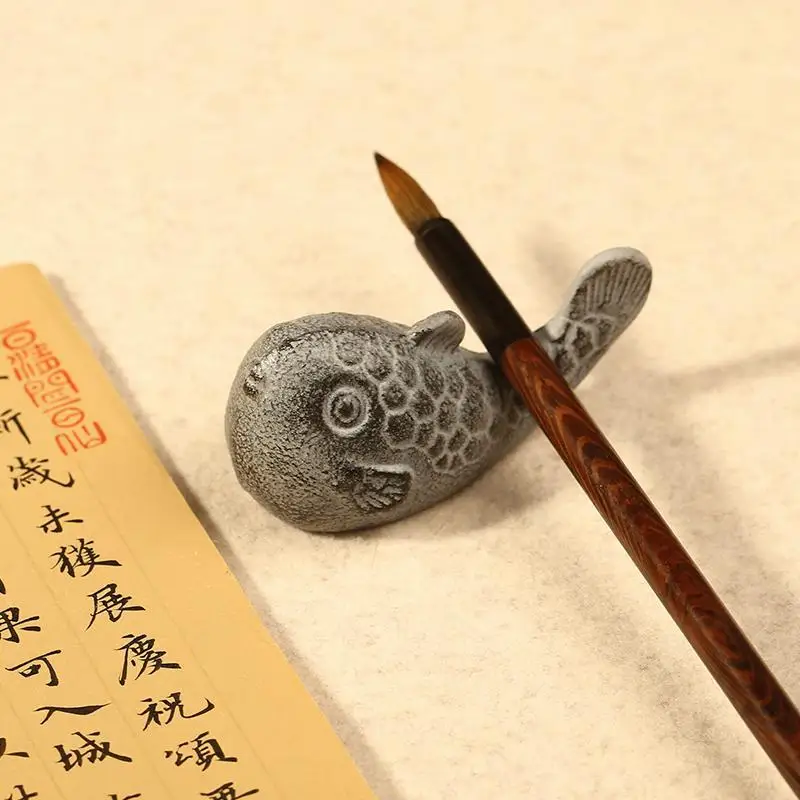 Tianyitang Creative Cast Iron Pufferfish Wenzhen Metal Student Small Ornament Pen Put Set Paperweight Ruler Four Treasures