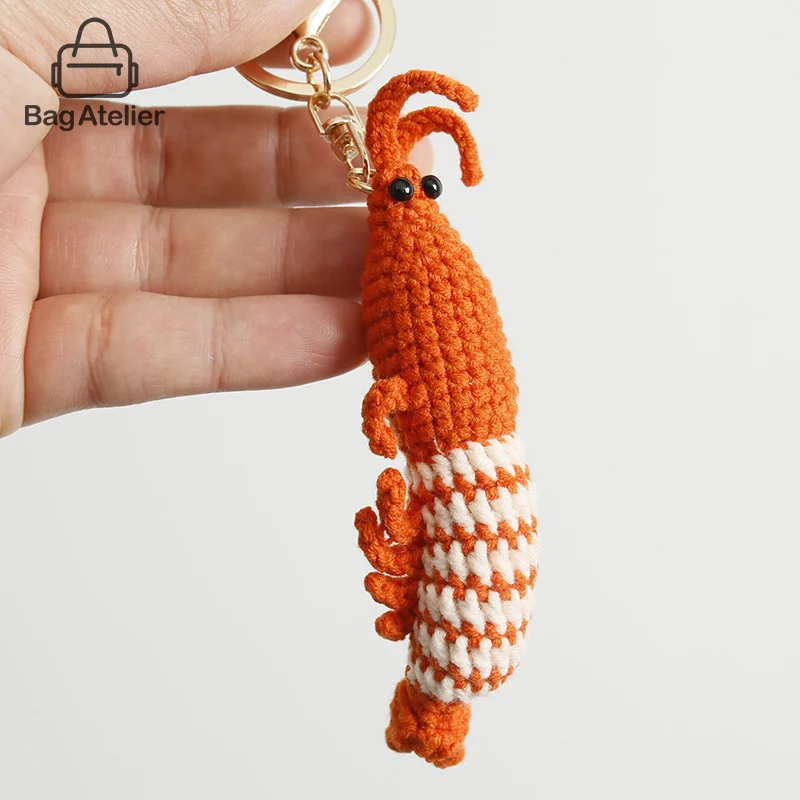 

Милая сумка с креветками, очаровательный брелок с героями мультфильмов, мини-вязаный автомобильный брелок ручной работы, креативная новинка, рюкзак, сумка, кулон, подарок