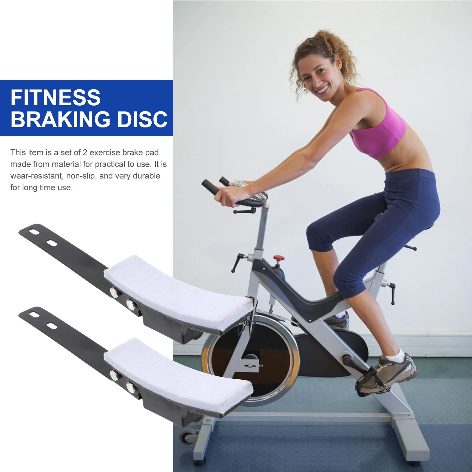 

2pcs Fitness Bike Brake Block Durable Non-Slip Braking Shoes Holder For Exercise Bike Cycle Caliper Replacement Parts