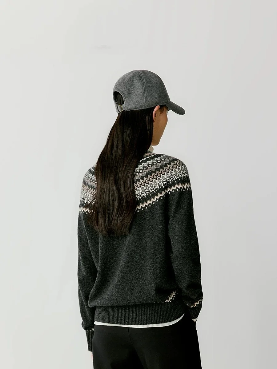 Frauen Feine Wolle Pullover Halb-hohen Kragen Farbe Blockiert Pullover Weibliche Kaschmir Halb Zipper Strickwaren Herbst Winter Casual Tops