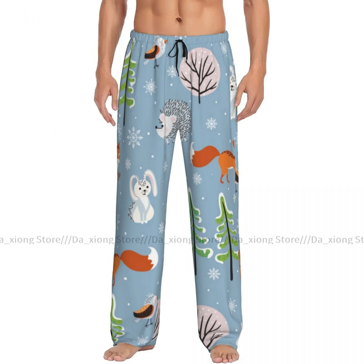 Winter Forest Background Mens Pajamas Pyjamas Pants Lounge Pants Sleep Bottoms