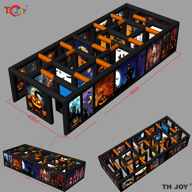 Custom Designed 10x3m Halloween Inflatable Maze & Haunted House Puzzle Game for Party Entertainment