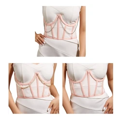 Elegant Sweet Girls Female Waist Corset Wide Lace Texture Waist Belt Woman Fish-bone Slimming Waistband Elastic Corsets