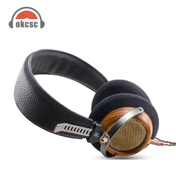 OKCSC M2 Headsets 57MM Speaker Semi-Open-Back HIfi Olive Wooden Headphones With 5N OCC Plated Silver DIY 3.5mm Replacement Cable