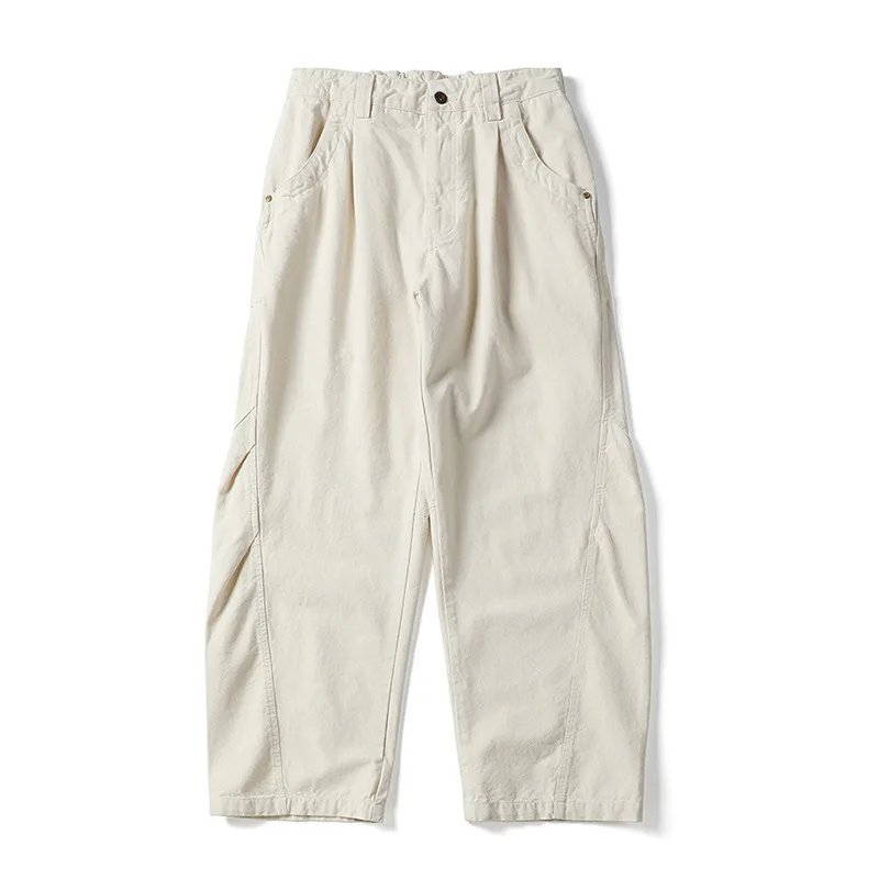 

American Vintage Fashion Men's Solid Color Spliced Casual Trendy Loose Wide Leg Trousers Male Simple Basic Daily Pants Clothes