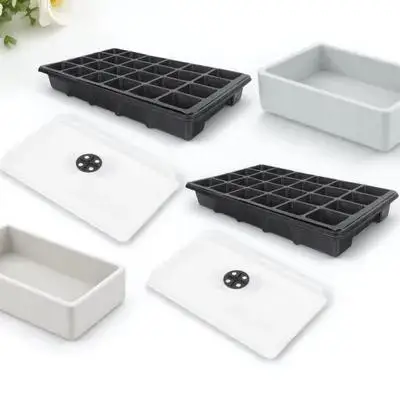 2Pcs Heavy Duty Plastic Nursery Tray 24 Holes Germination Box Waterproof Moisture Proof Corrosion Resistant Gardening Tray