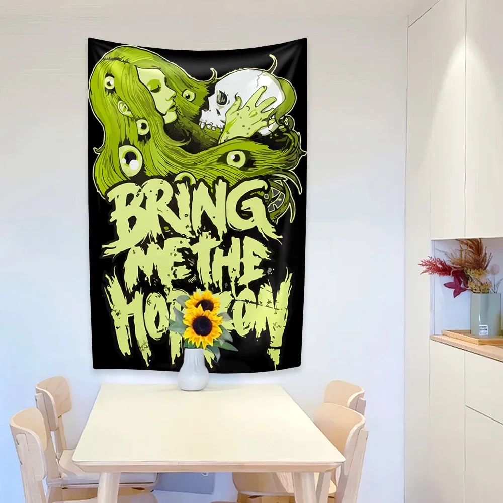 B-Bring M-Me The H-Horizons Tapestry Metalcore Rock Band Wall Hanging Dormitory Background Cloth Party Backdrop Sofa Blanket