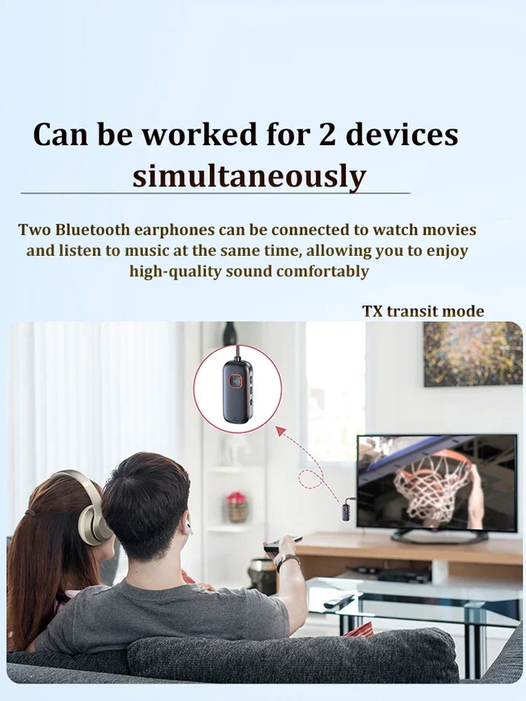 2 in 1 Bluetooth 5.2 Transmitter Receiver 3.5MM AUX aptX Adaptive LL HD Wireless Adapter Connect Two Bluetooth Headset Phone New