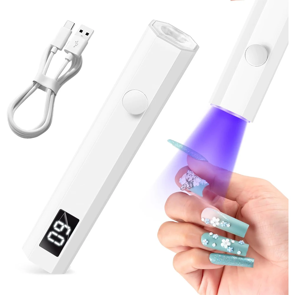 

Portable Nail Lamp Handheld Mini Timing Display Family Quick Dry Flashlight Pen Chargeable Nail Dryer Machine Uv Led Nail Lamp