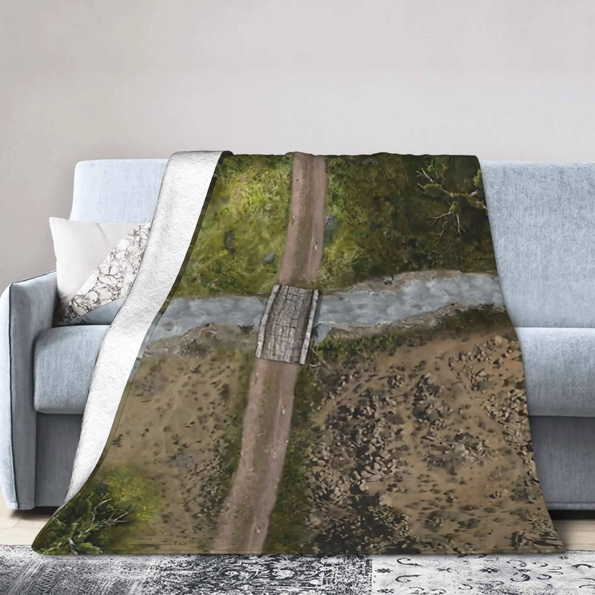 Forest River Crossing Battle Map Gaming Blanket Flannel Table Top Miniature Breathable Ultra-Soft Bedding Throw Blankets