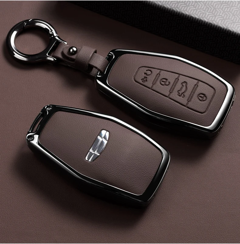 Auto Zink-legierung Leder Schlüssel Fall Abdeckung Halter Kette Für Geely Okavango Coolray Atlas Monjaro Tugella Emgrand GT S Proton X50 X70 – Detail 5