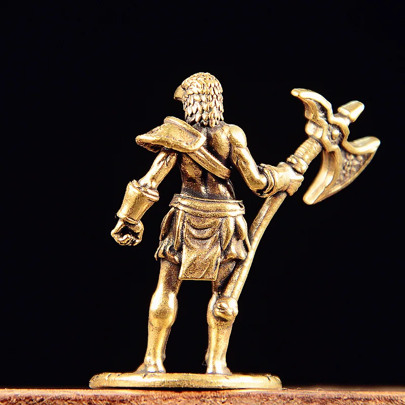 Vintage Brass Eagle Head Warrior Figurines Sorcerer-bird Statue Metal Eagle Demon Miniatures Home Office Decor Desktop Ornament