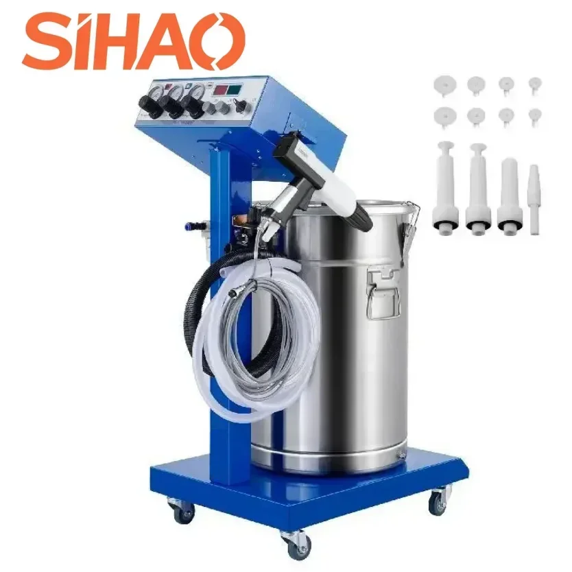 Sihao Electrostatic Powder Coating Machine WX-958 Electrostatic Powder Coating Spray Gun Machine 50W 45L Hopper 450g/min Output Home Appliance Spraying Equipment